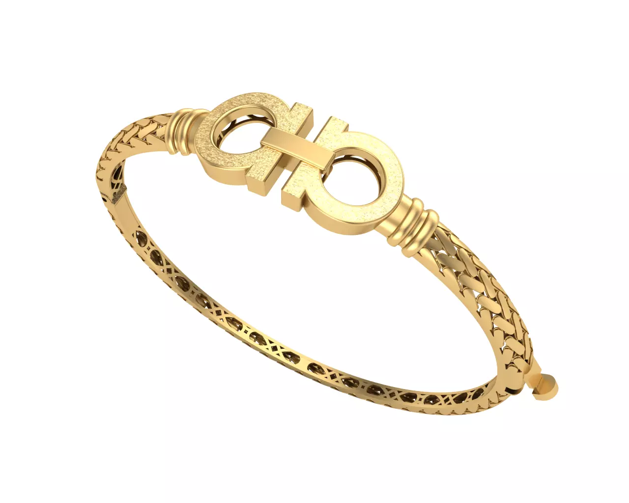 Bracelet 2 gold bangle with interlocking design 3D print model_0