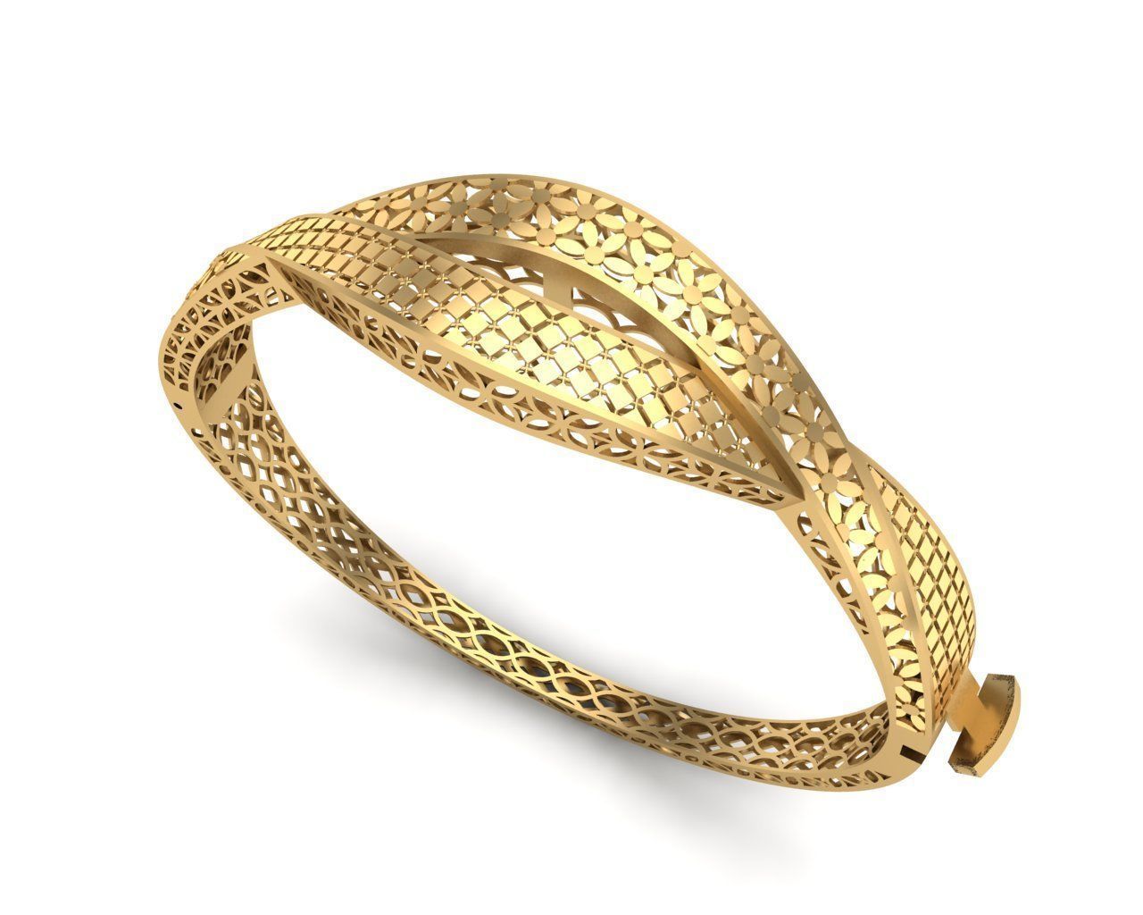 Bracelet 4 gold - plated bangle 3D print model_3