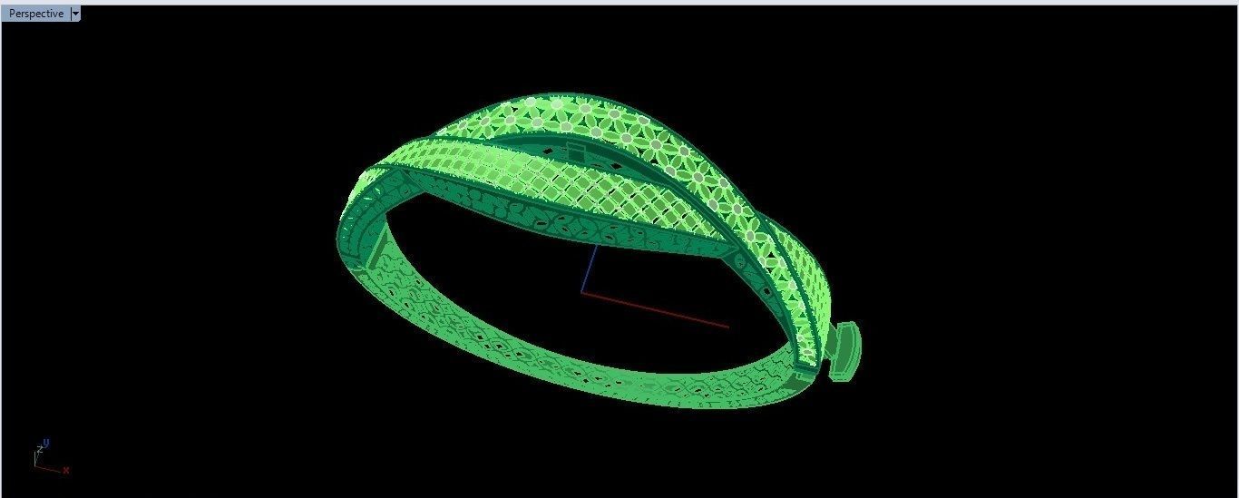 Bracelet 4 gold - plated bangle 3D print model_1