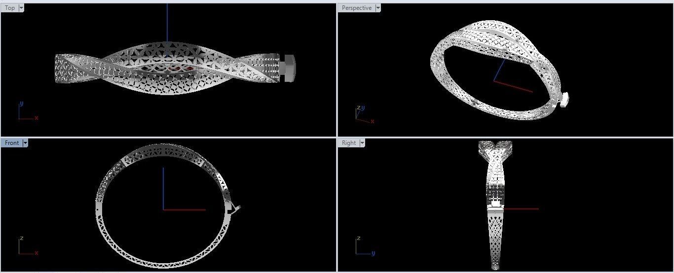 Bracelet 4 gold - plated bangle 3D print model_2