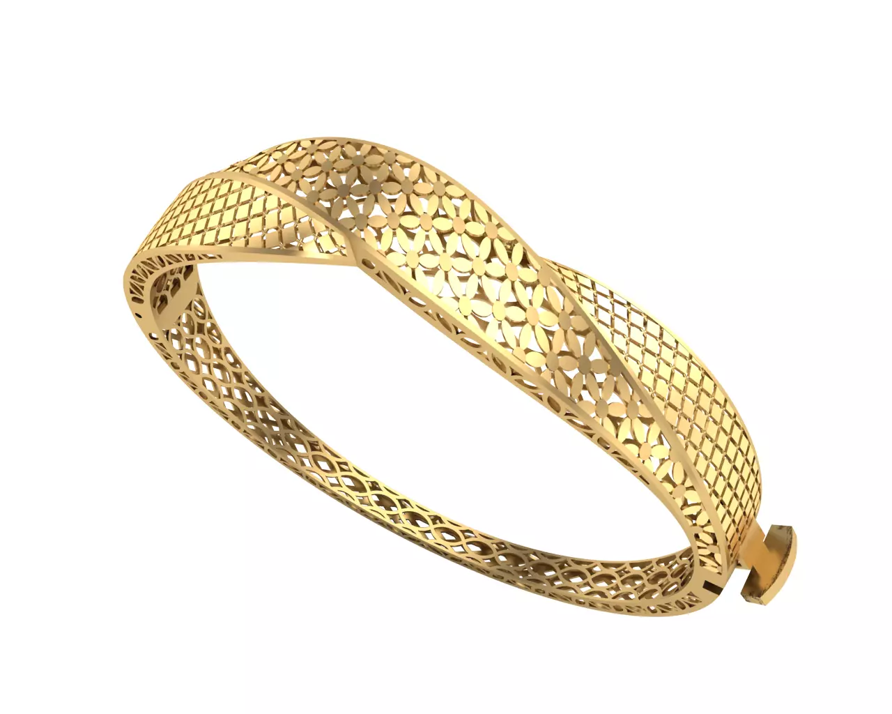 Bracelet 5 gold plated bangle 3D print model_0