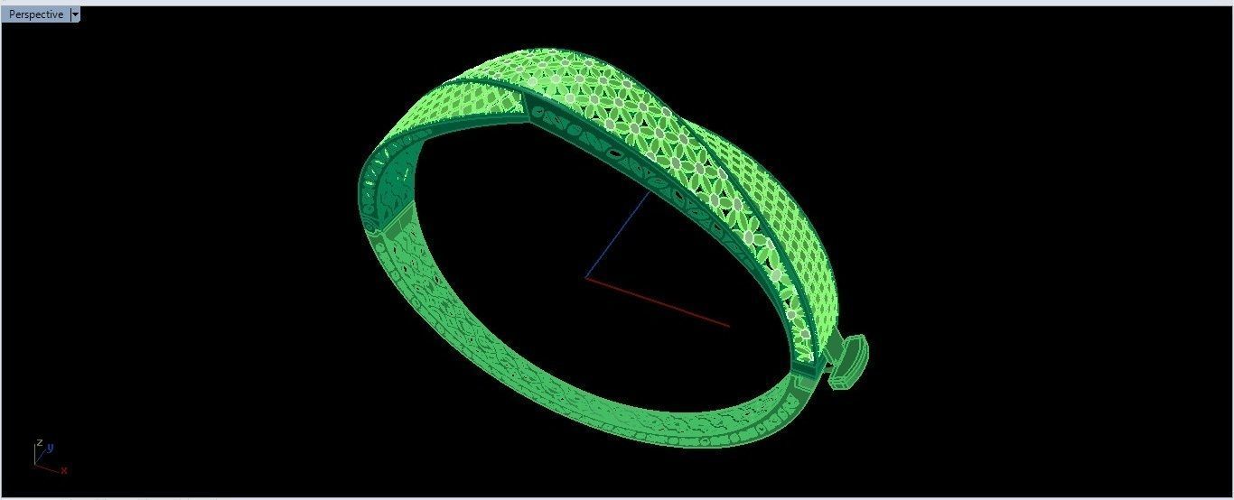 Bracelet 5 gold plated bangle 3D print model_5