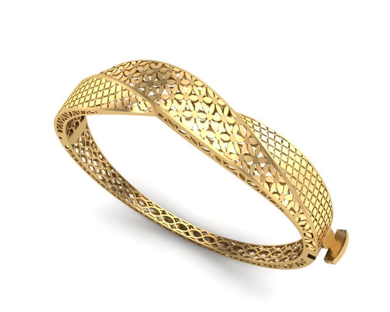 Bracelet 5 gold plated bangle 3D print model_2