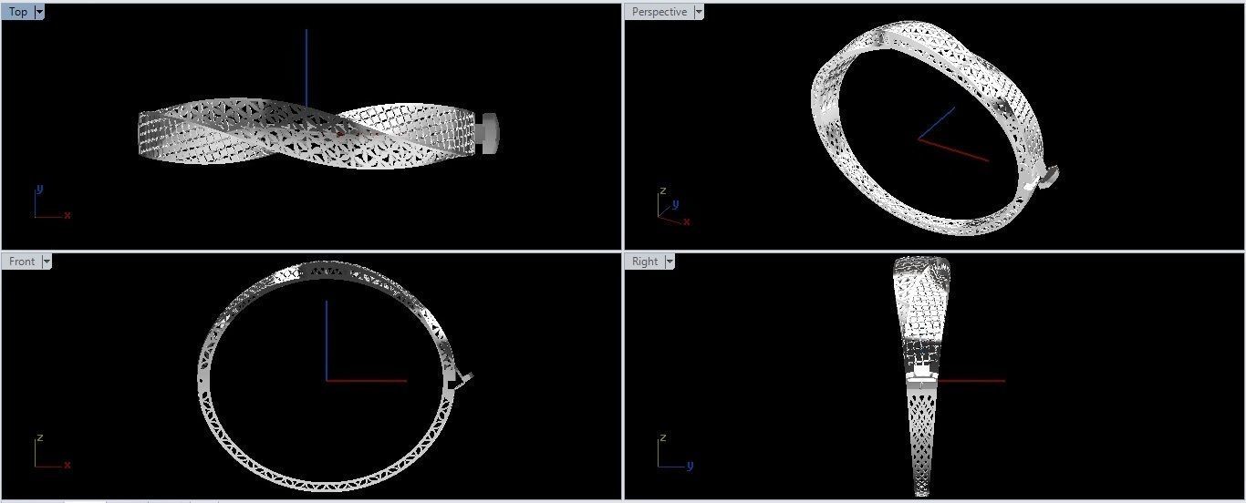 Bracelet 5 gold plated bangle 3D print model_1