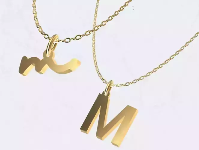 M - Letter Alphabet Pendant Necklace