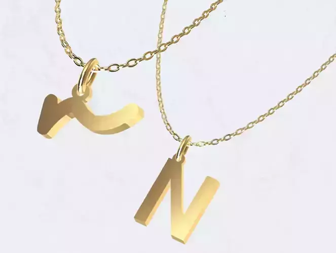 N - Letter Alphabet Pendant Necklace