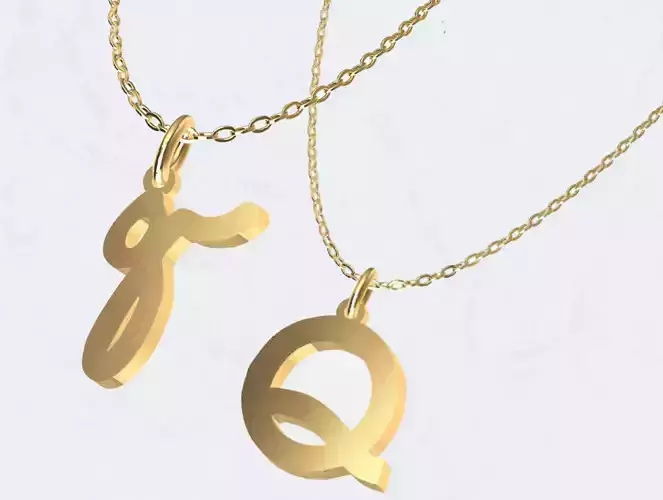 Q - Letter Alphabet Pendant Necklace 3D print model