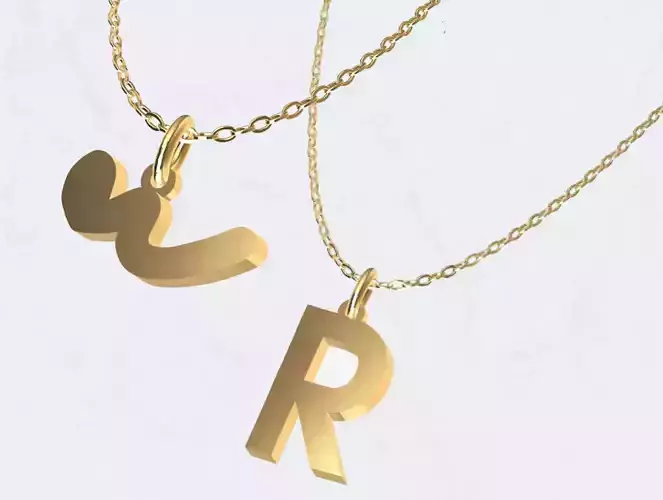 R - Letter Alphabet Pendant Necklace