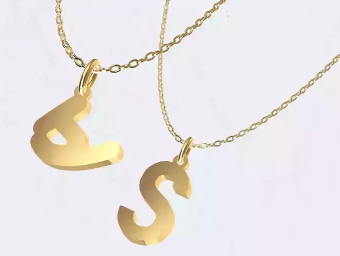 S - Letter Alphabet Pendant Necklace
