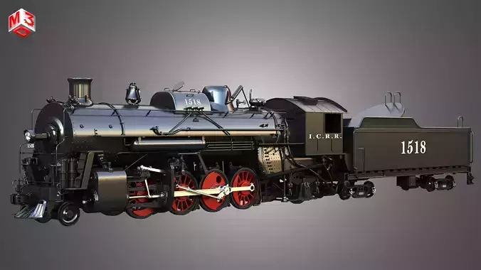 ICRR 1518 - Steam Locomotive With Coal Wagon 3D model