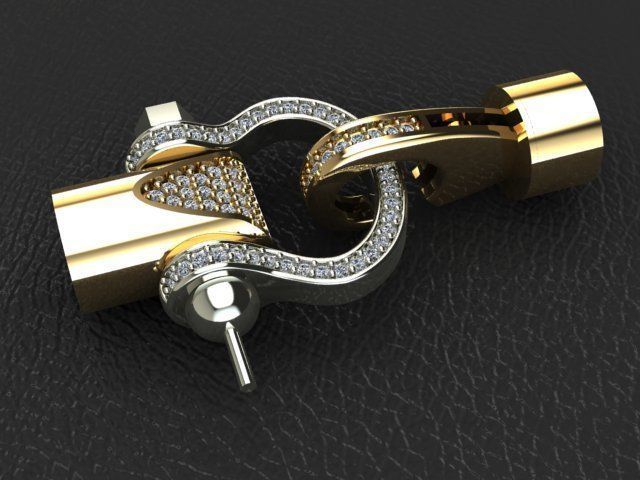 Bracelet with leather 3D print model_3