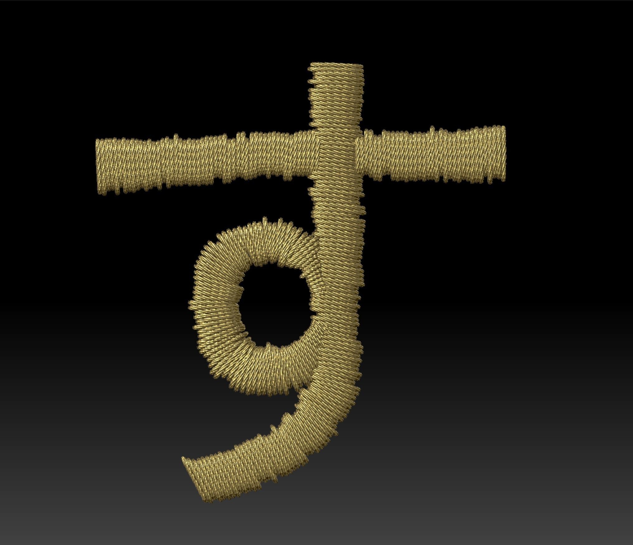 EmbroideryCG Font Japan Hiragana01A Zbrush IMM Brush 3D model CGTrader