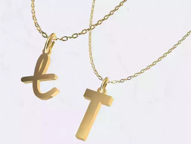 T - Letter Alphabet Pendant Necklace