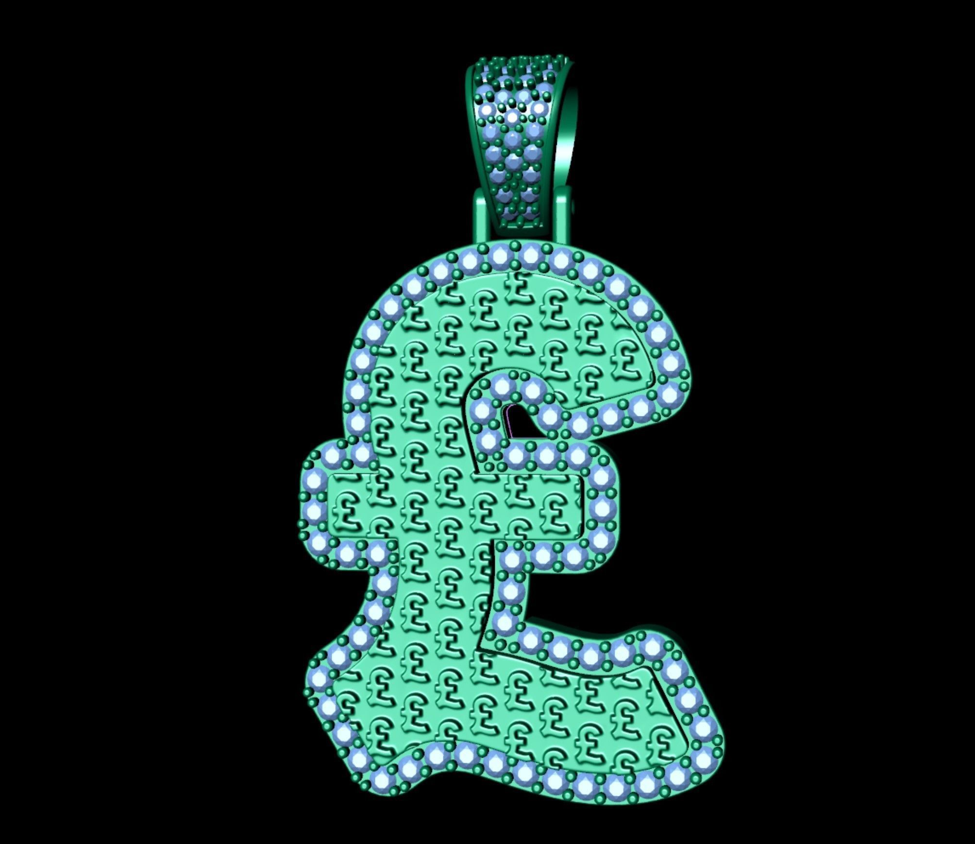 Pound Currency Hip-hop Pendant 3D print model_9
