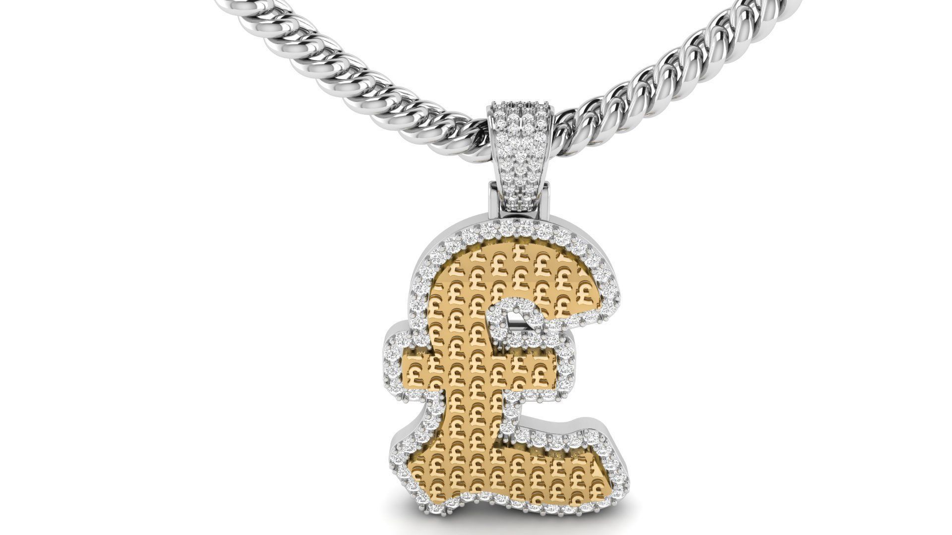 Pound Currency Hip-hop Pendant 3D print model_3