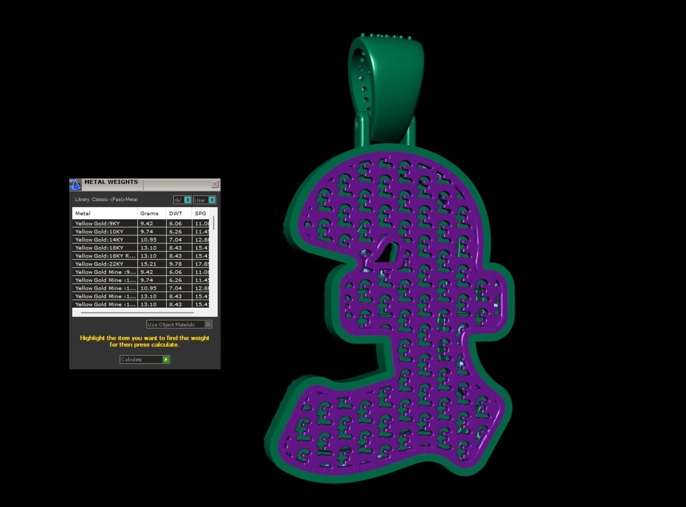 Pound Currency Hip-hop Pendant 3D print model_5