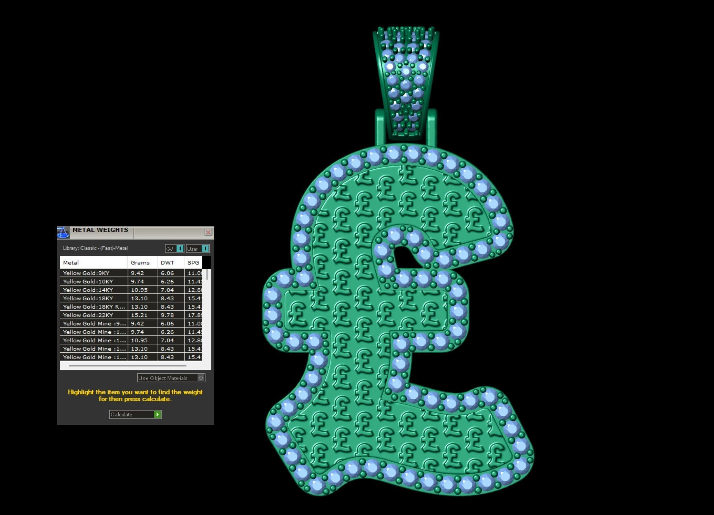 Pound Currency Hip-hop Pendant 3D print model_4