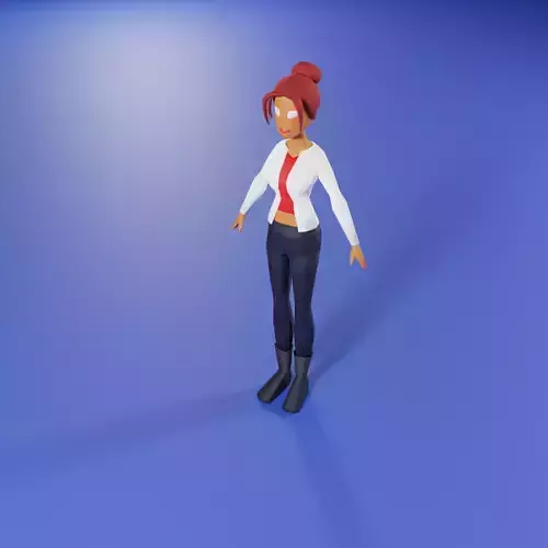 Woman Game Ready low-poly cartoon girl
