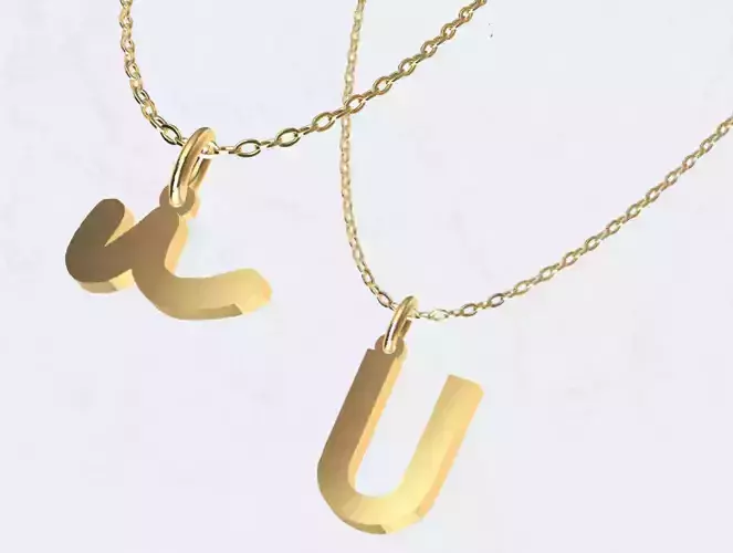 U - Letter Alphabet Pendant Necklace