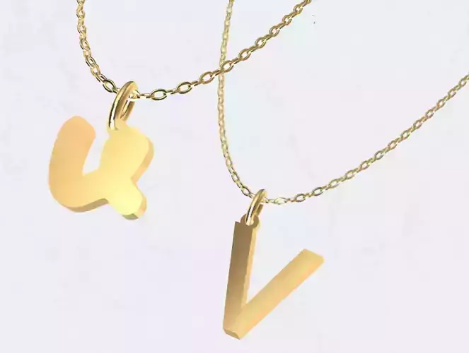V - Letter Alphabet Pendant Necklace