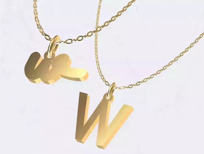 W - Letter Alphabet Pendant Necklace