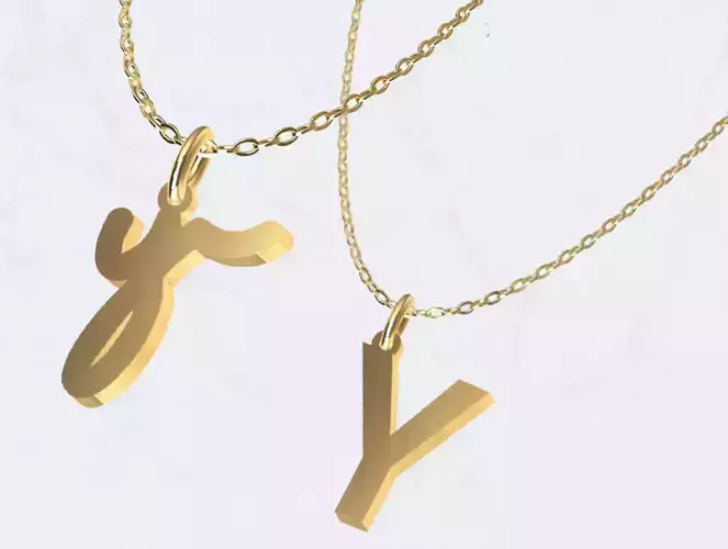 Y - Letter Alphabet Pendant Necklace