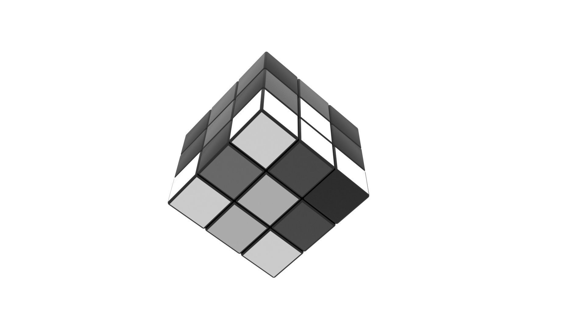 Rubiks Cube With Black and White Colors Set 3D model_15