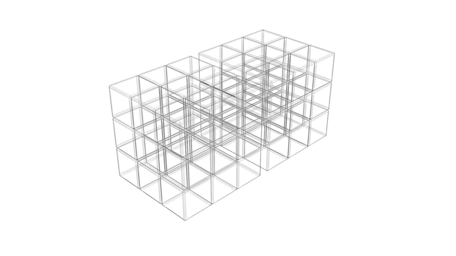 Rubiks Cube With Black and White Colors Set 3D model_19