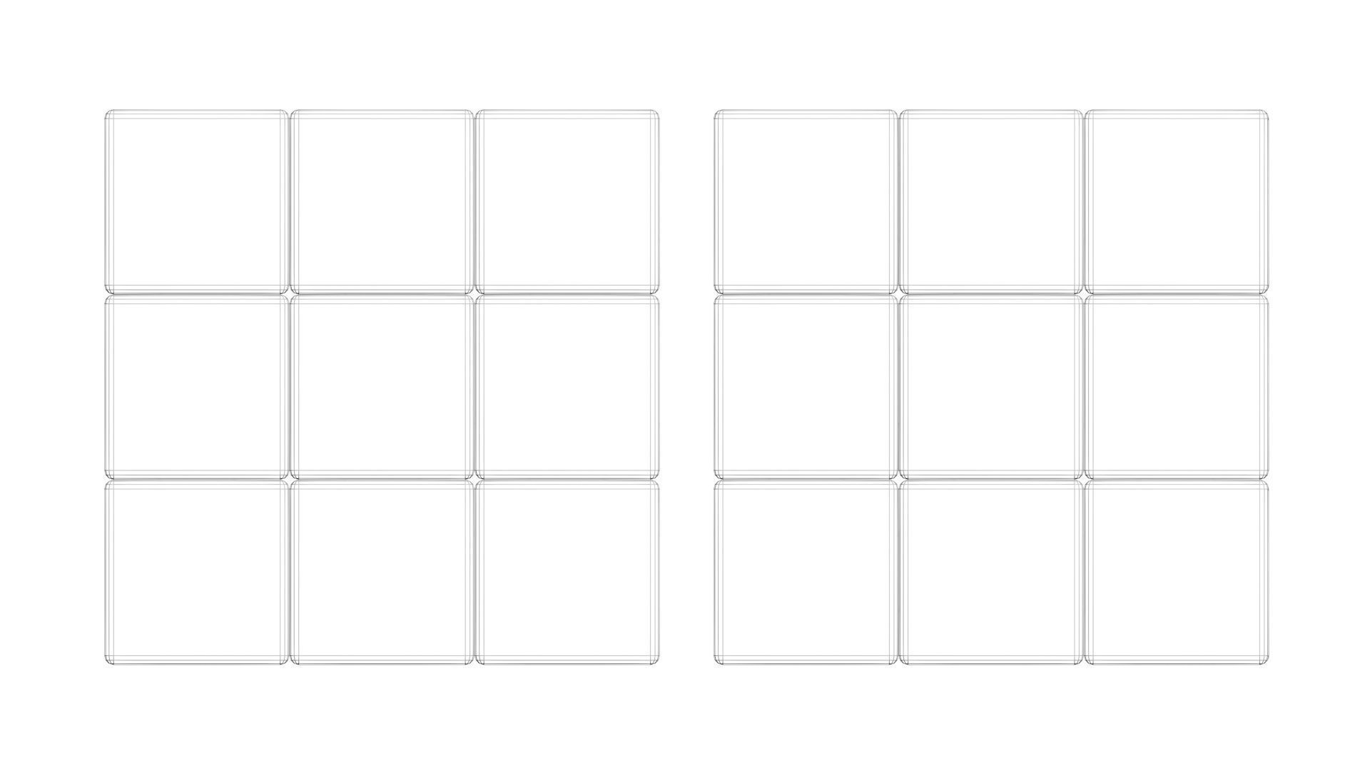 Rubiks Cube With Black and White Colors Set 3D model_25