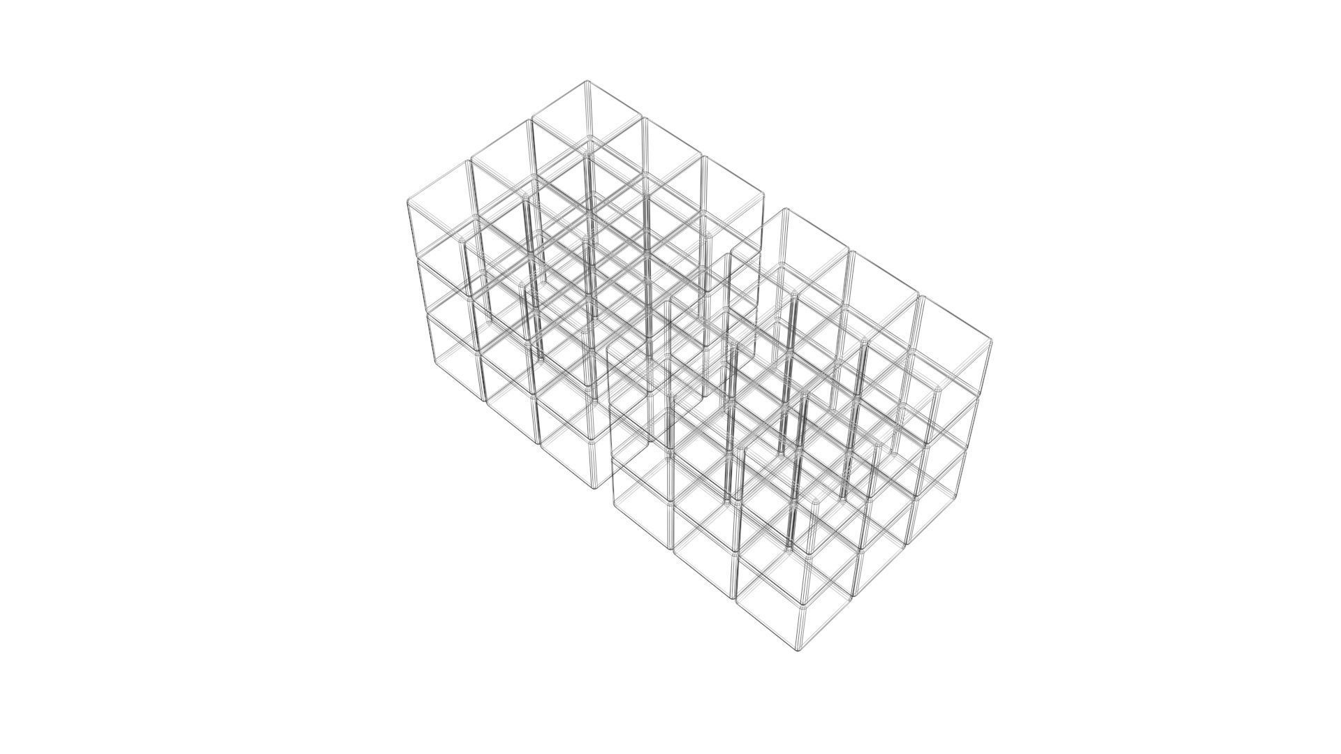 Rubiks Cube With Black and White Colors Set 3D model_22