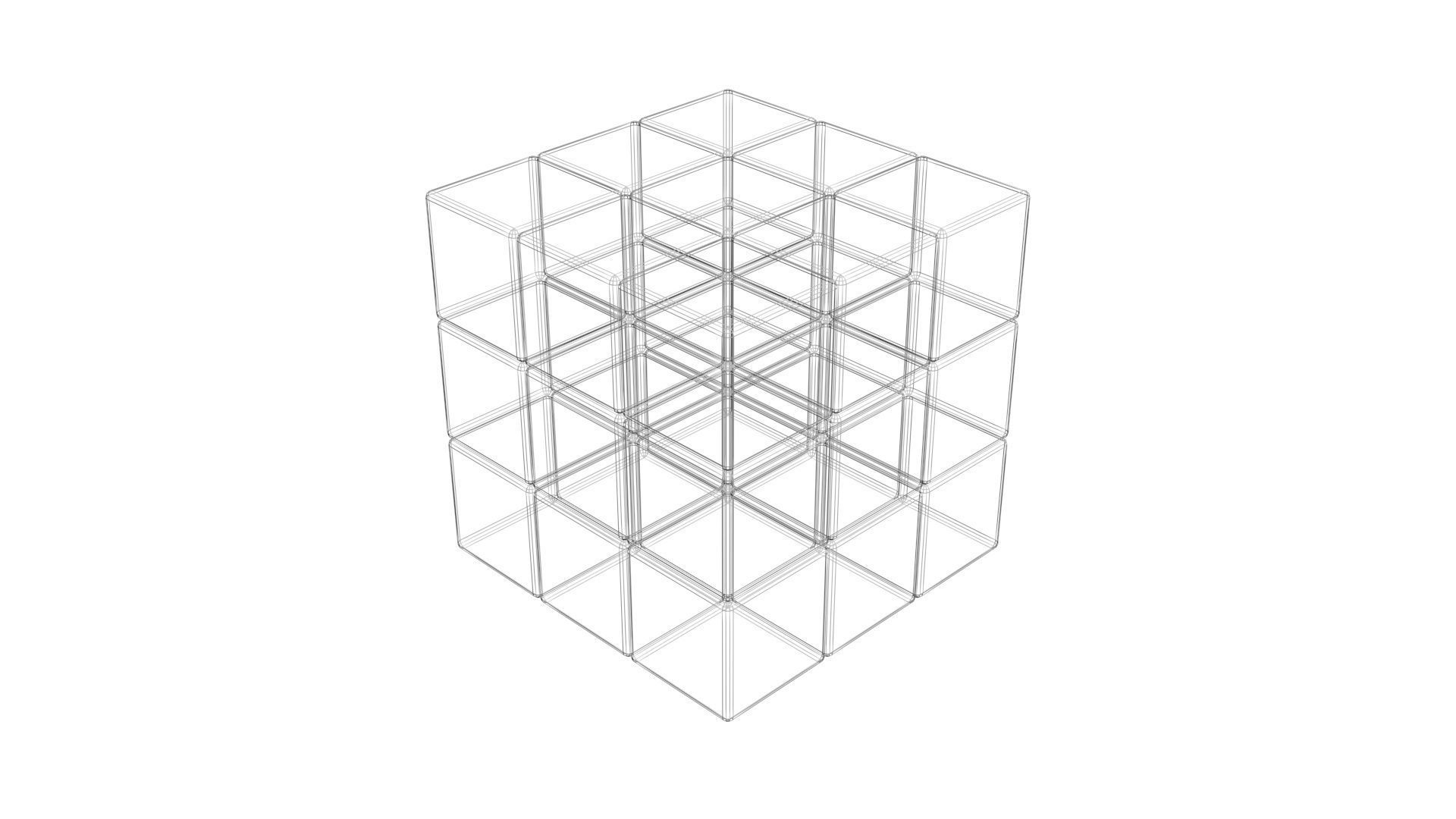 Rubiks Cube With Black and White Colors Set 3D model_24