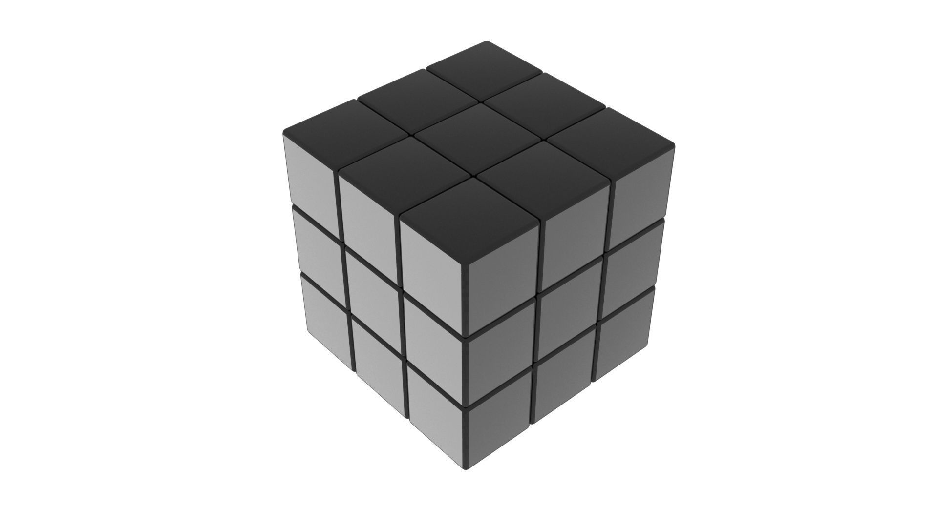 Rubiks Cube With Black and White Colors Set 3D model_9