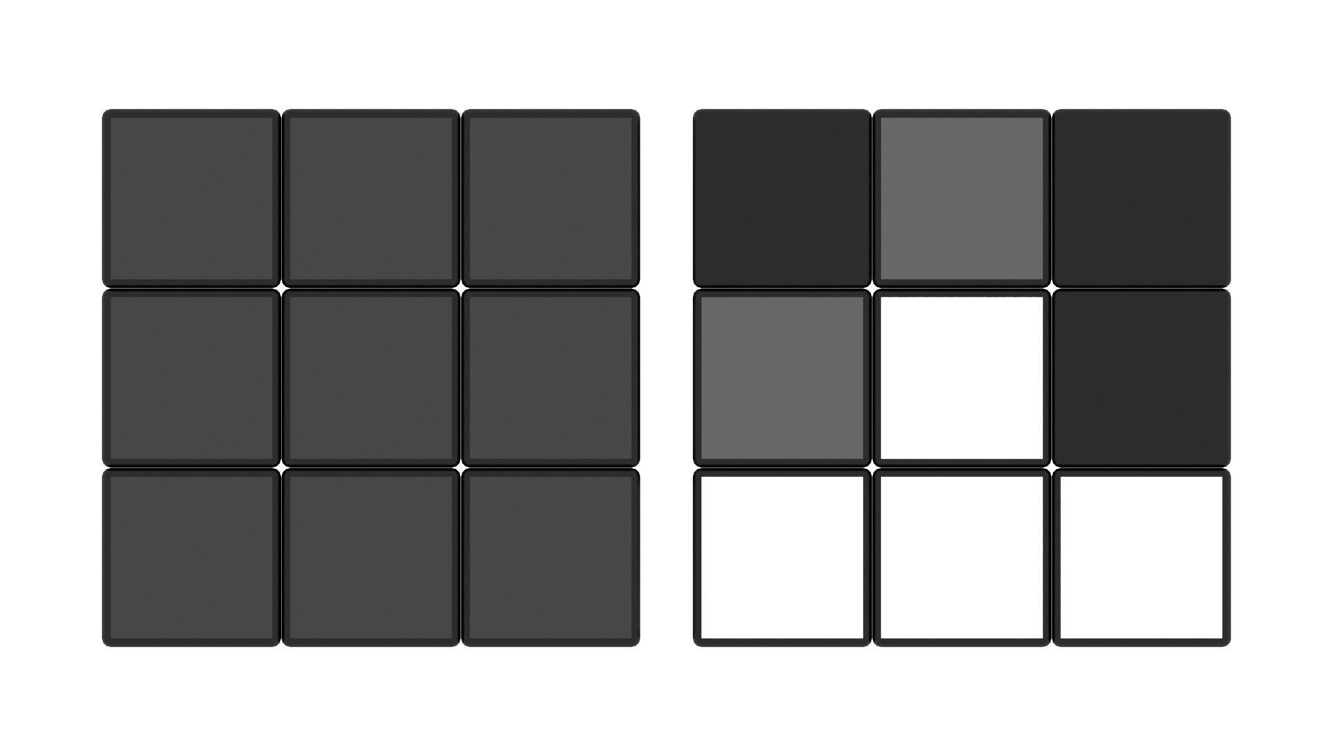 Rubiks Cube With Black and White Colors Set 3D model_17