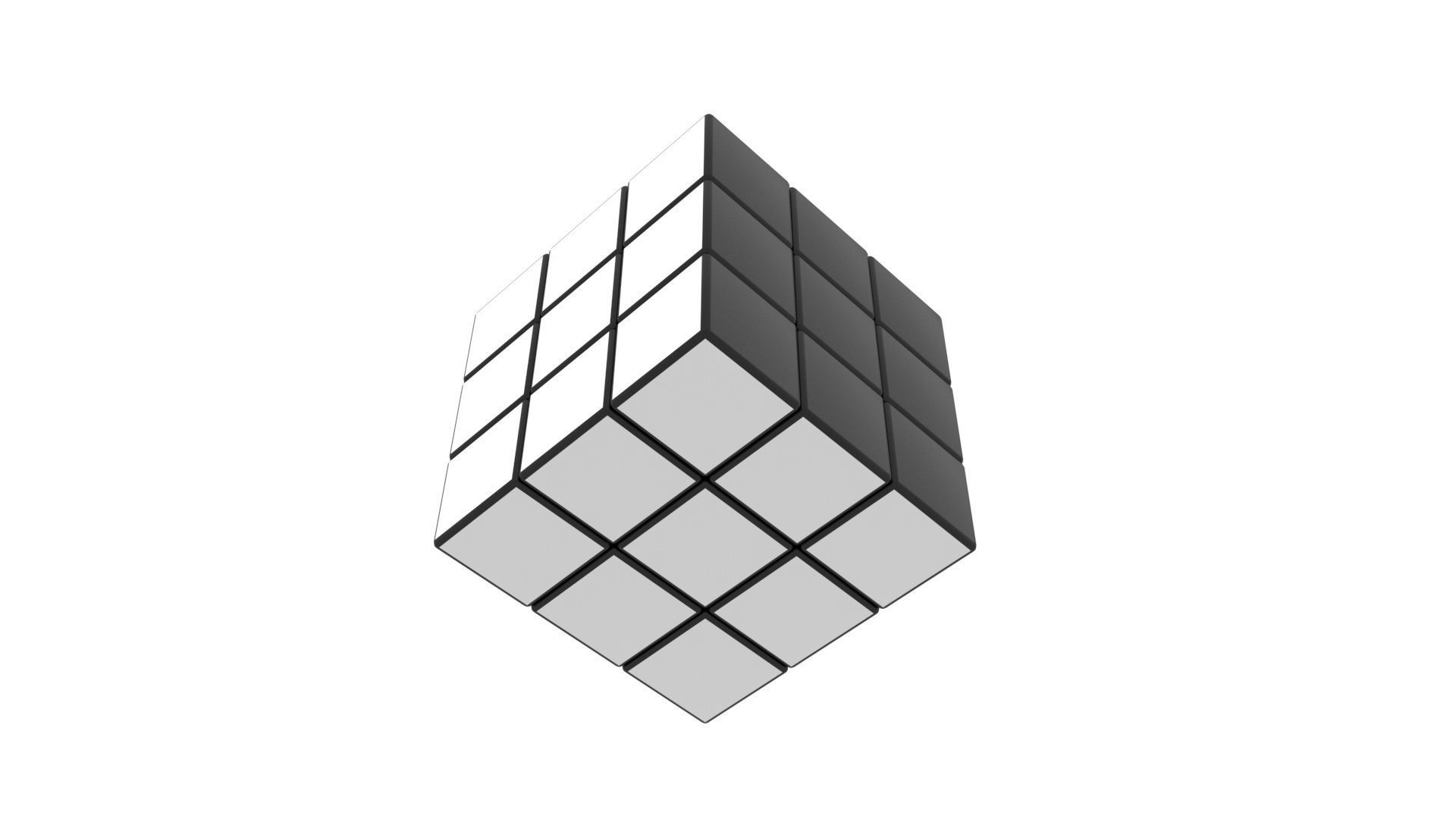 Rubiks Cube With Black and White Colors Set 3D model_10