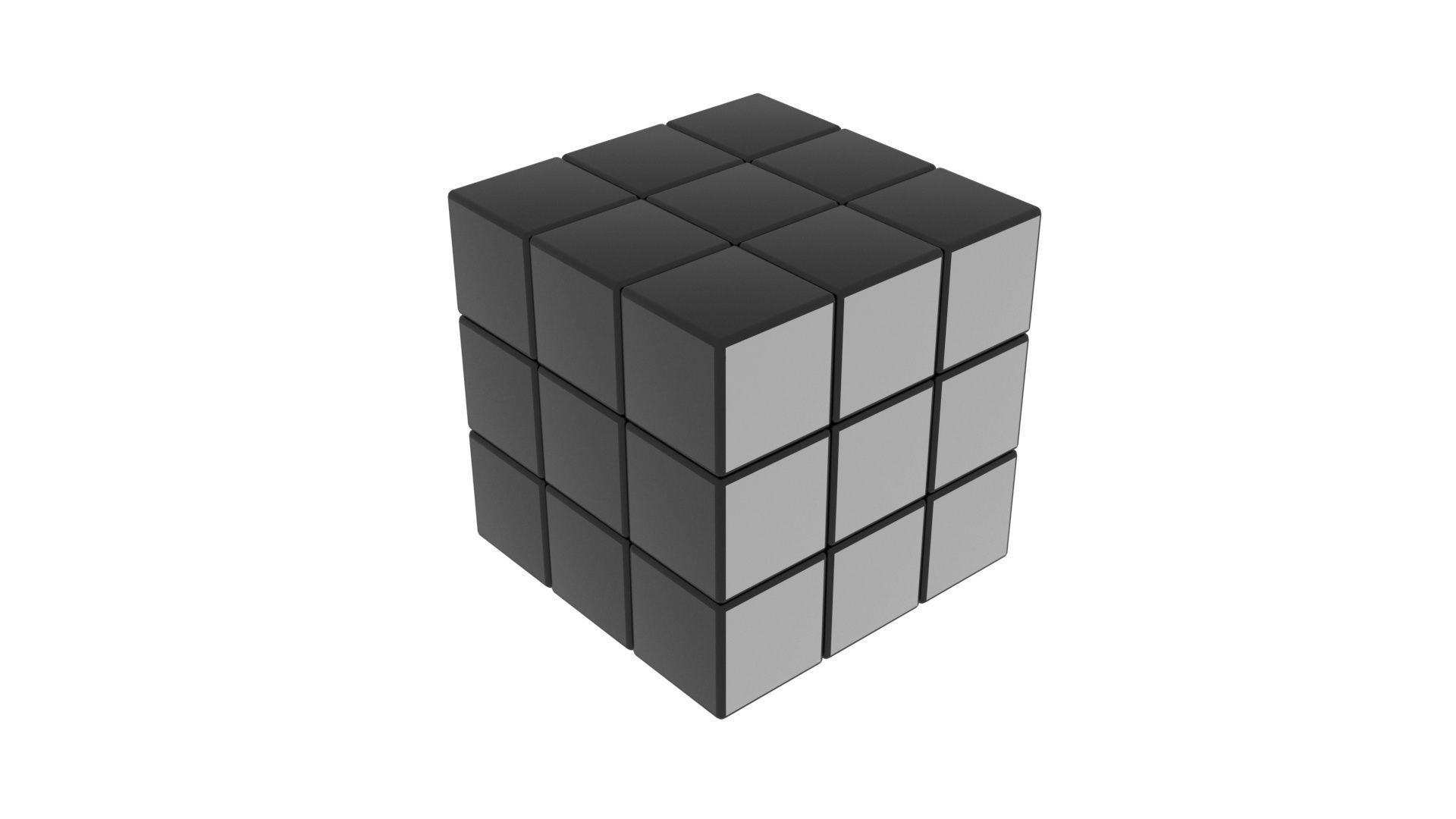 Rubiks Cube With Black and White Colors Set 3D model_8