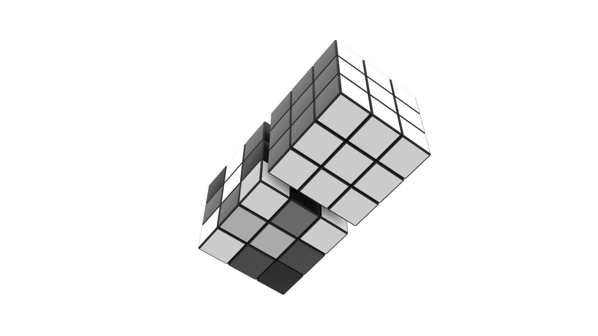 Rubiks Cube With Black and White Colors Set 3D model_6