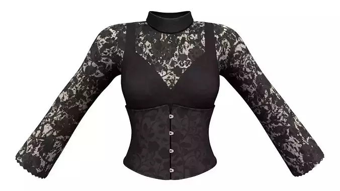 Victorian Black Lace Top With Corset