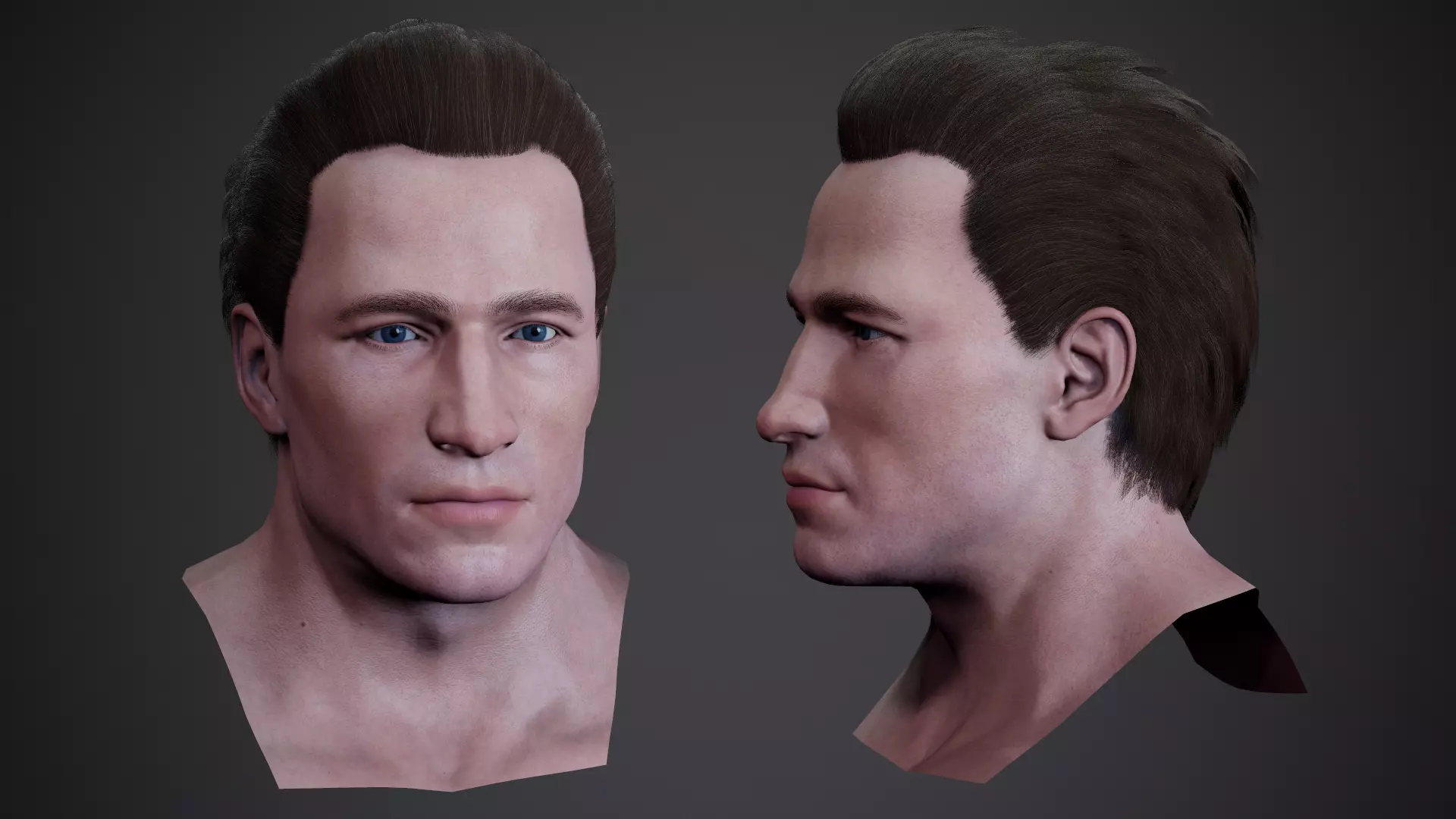 Male Head and Hair -1 Low-poly 3D model