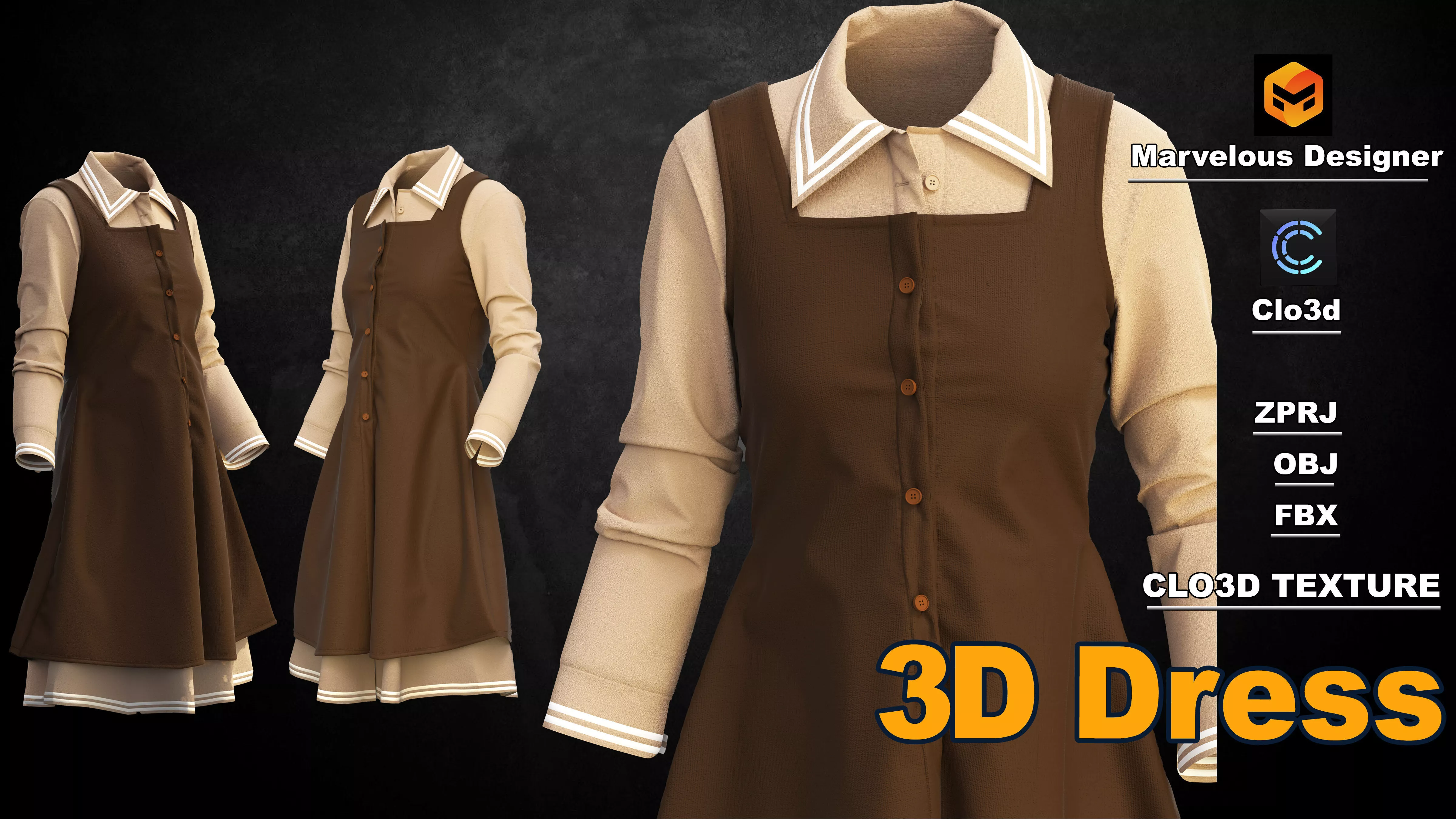 3d Dress tan 3D model