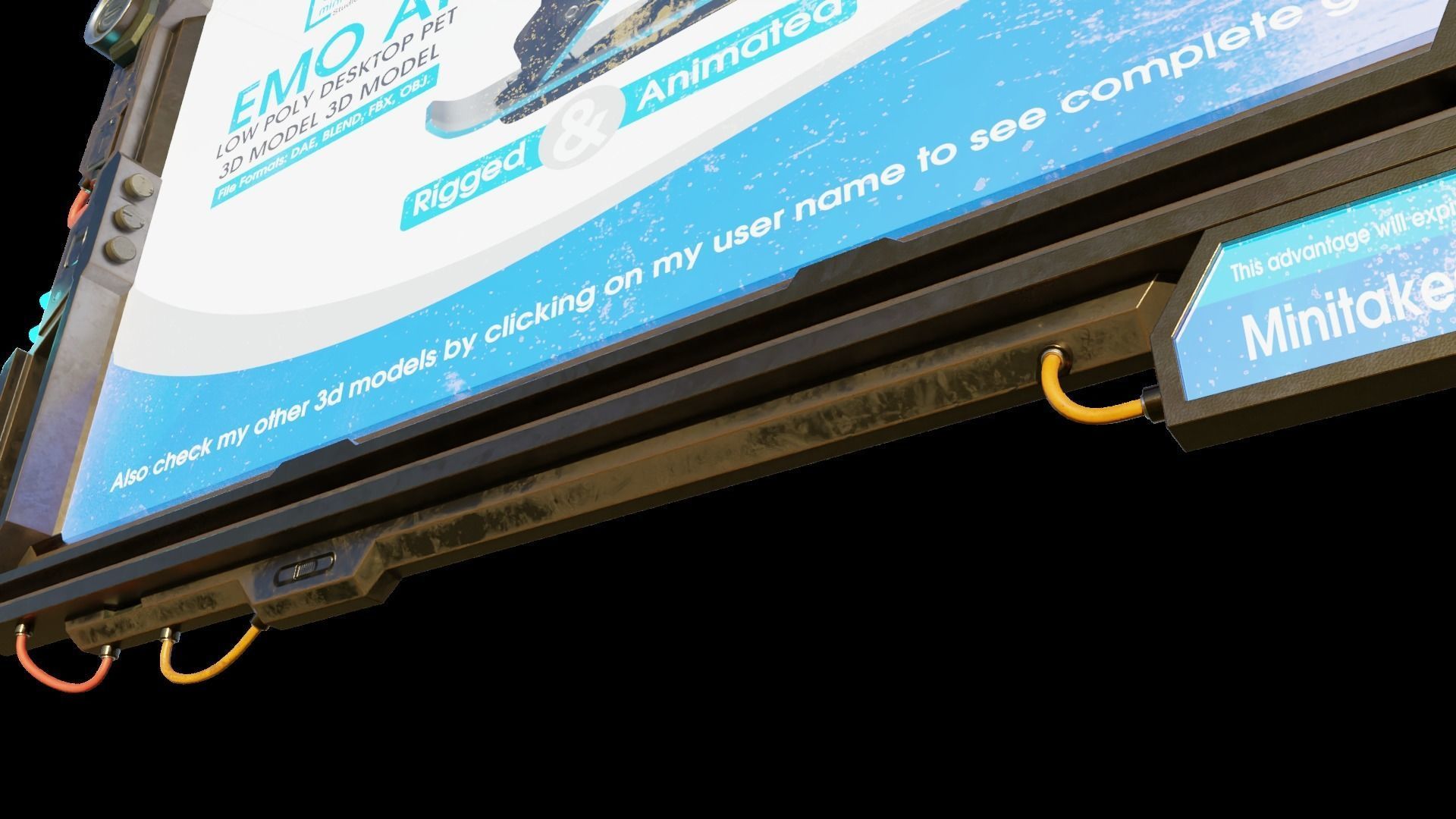 Big Digital Steel Billboards Low-poly 3D model 3D model_2