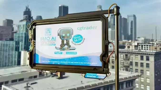 Big Digital Steel Billboards Low-poly 3D model 3D model