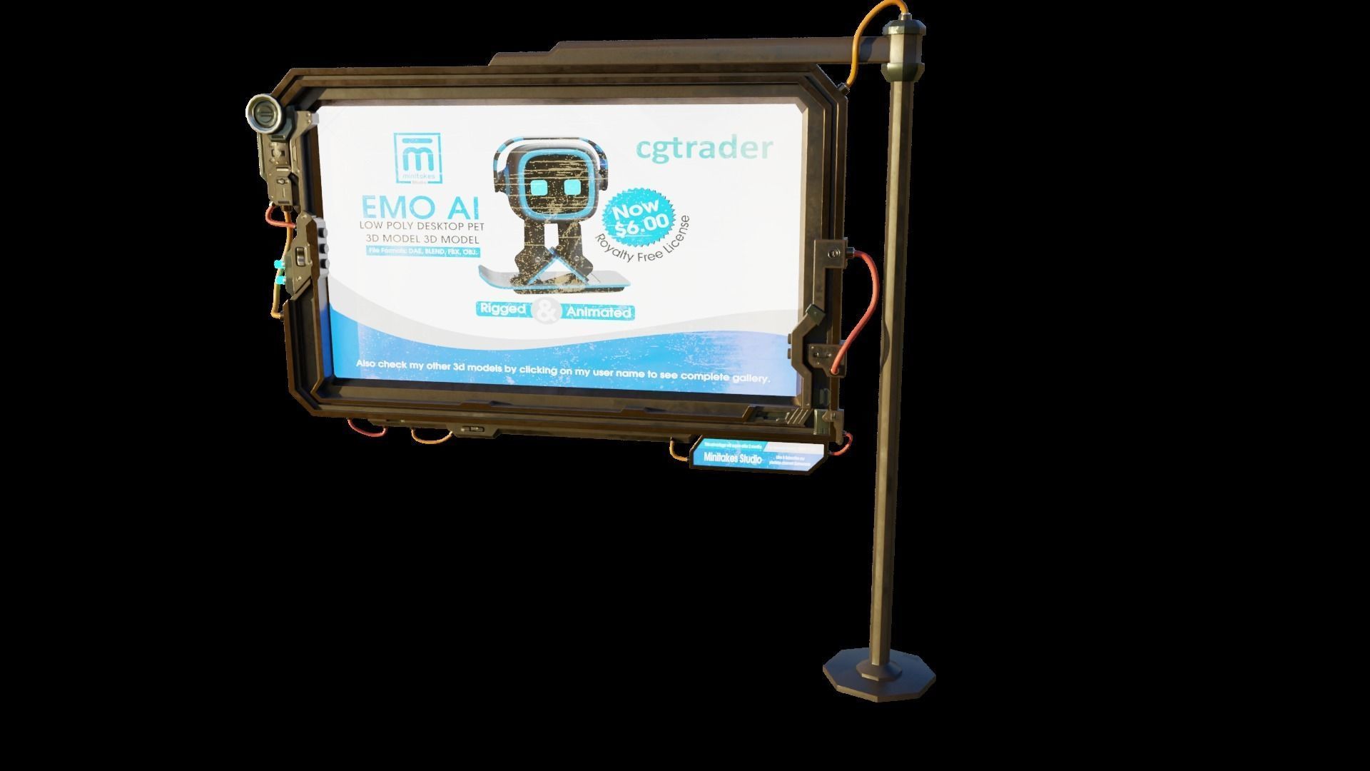 Big Digital Steel Billboards Low-poly 3D model 3D model_6