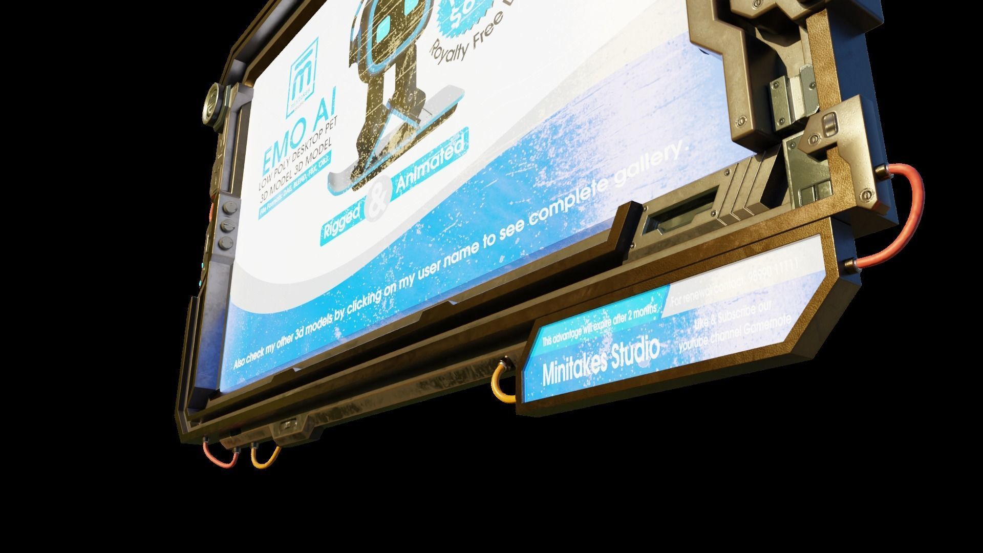 Big Digital Steel Billboards Low-poly 3D model 3D model_7