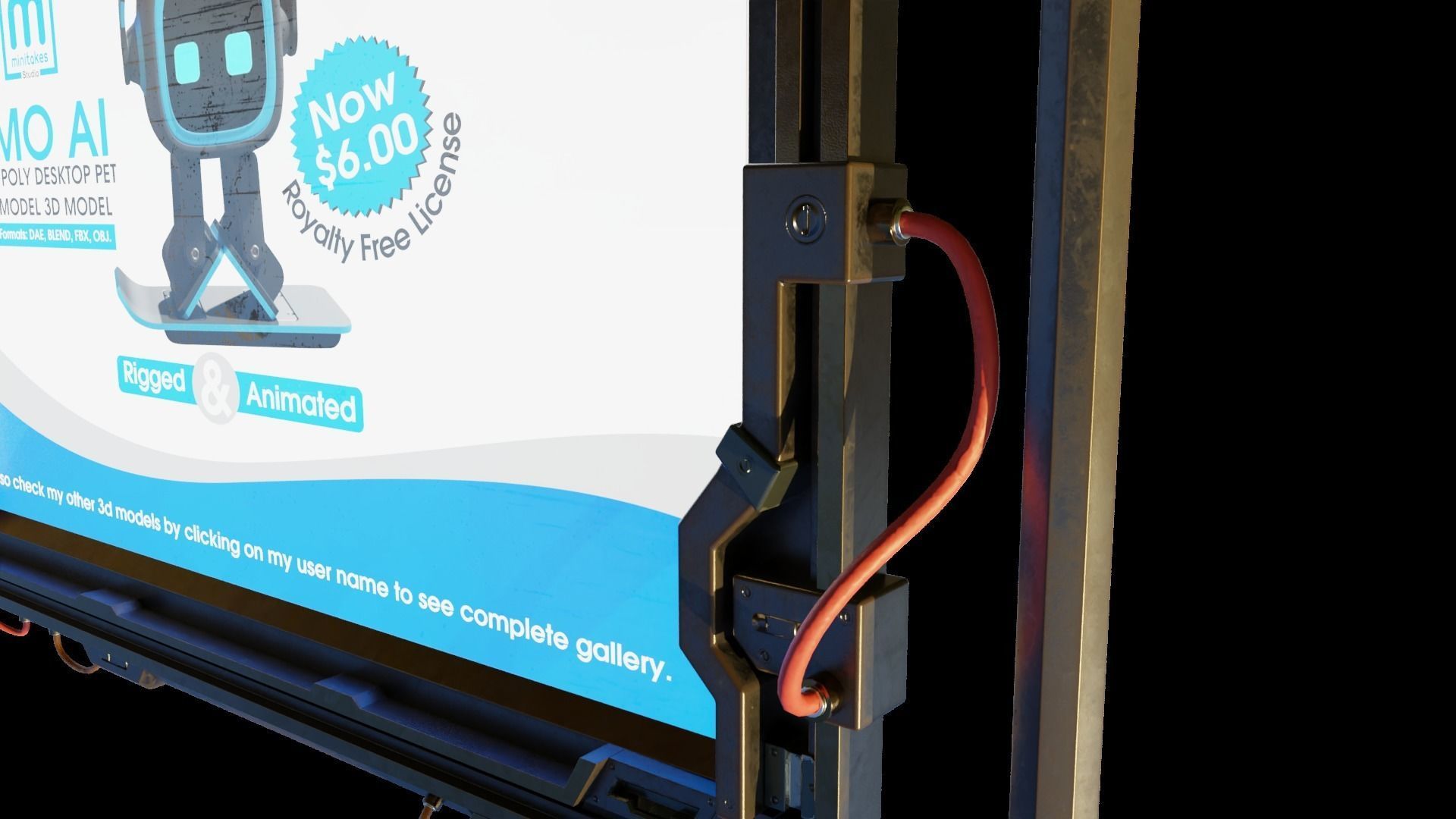 Big Digital Steel Billboards Low-poly 3D model 3D model_8