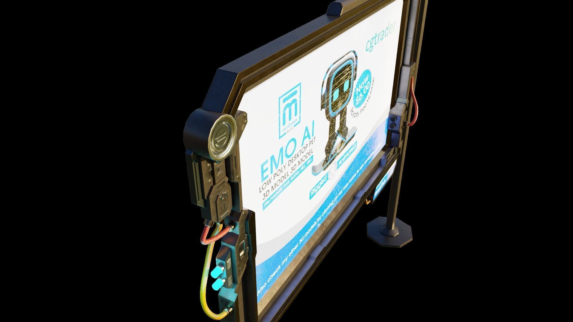 Big Digital Steel Billboards Low-poly 3D model 3D model_10