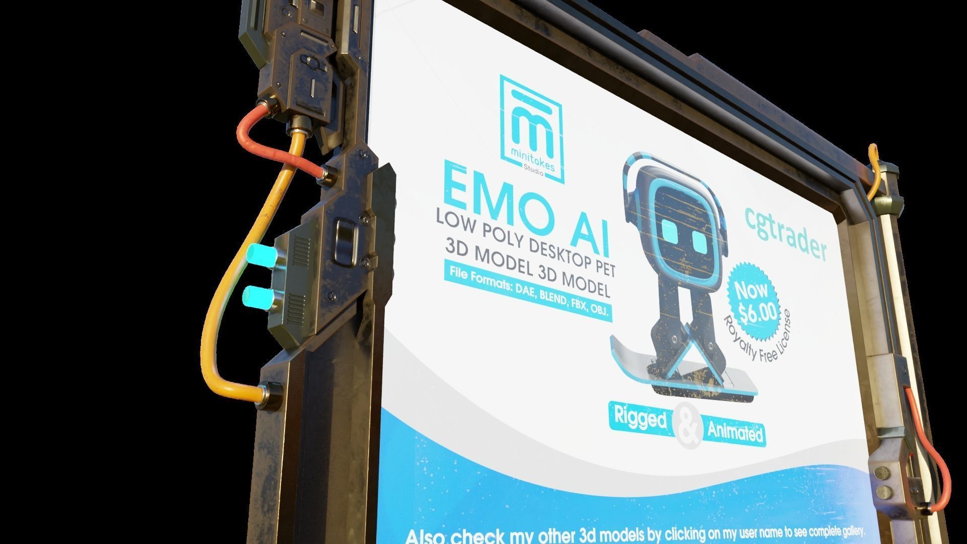 Big Digital Steel Billboards Low-poly 3D model 3D model_3