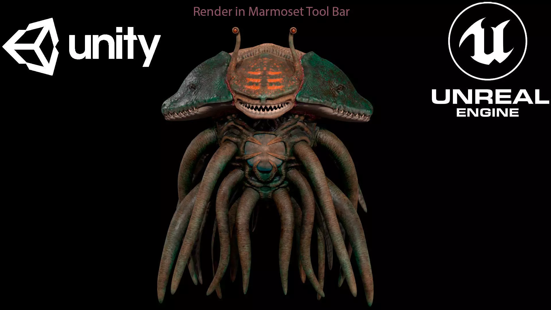 Sea Monster Low-Poly game-ready animated 3D model Low-poly 3D model_0