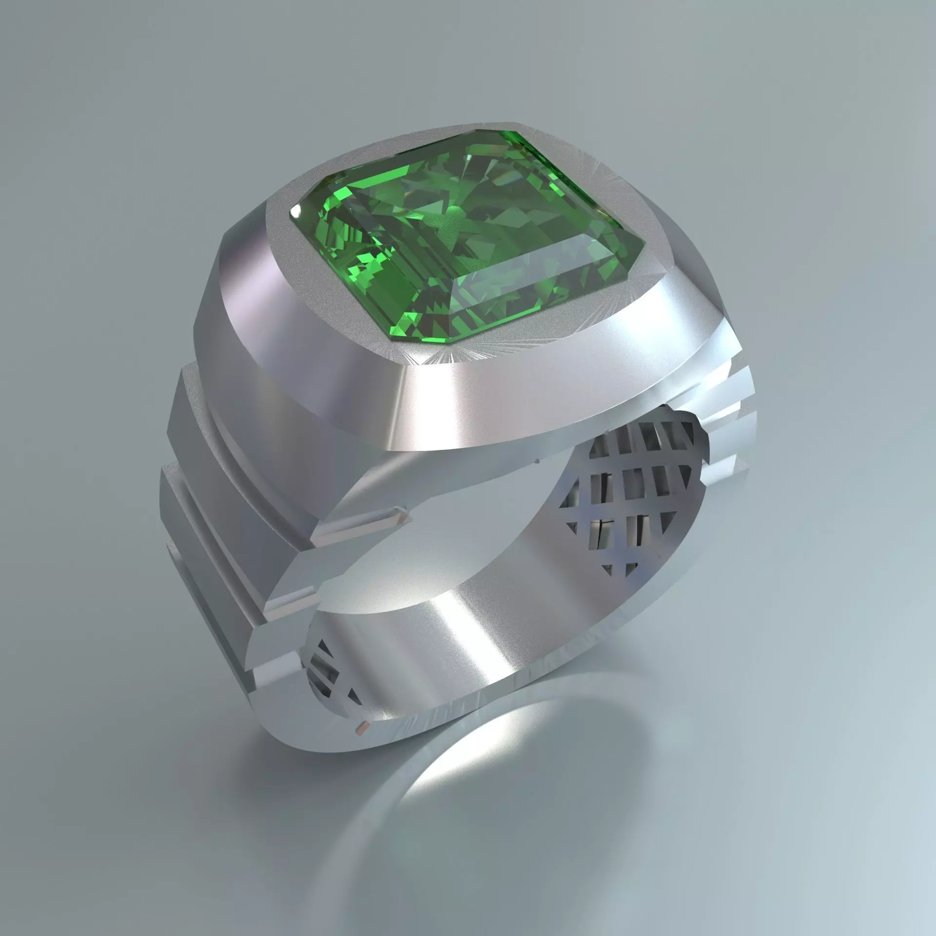 emerald sapphier ring man  3D print model_0