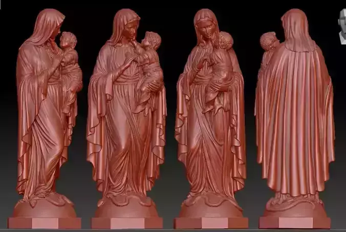 mary with child statue 3D print model
