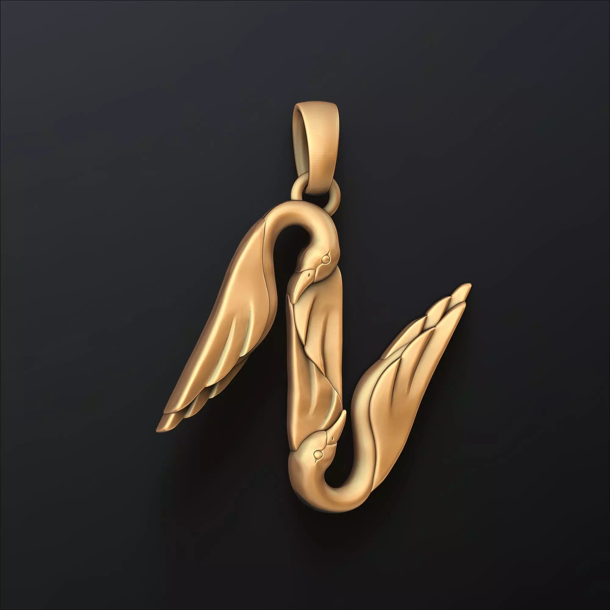 Bird Letter N Pendant 3D print model_0